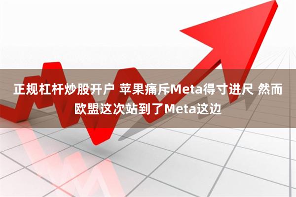 正规杠杆炒股开户 苹果痛斥Meta得寸进尺 然而欧盟这次站到